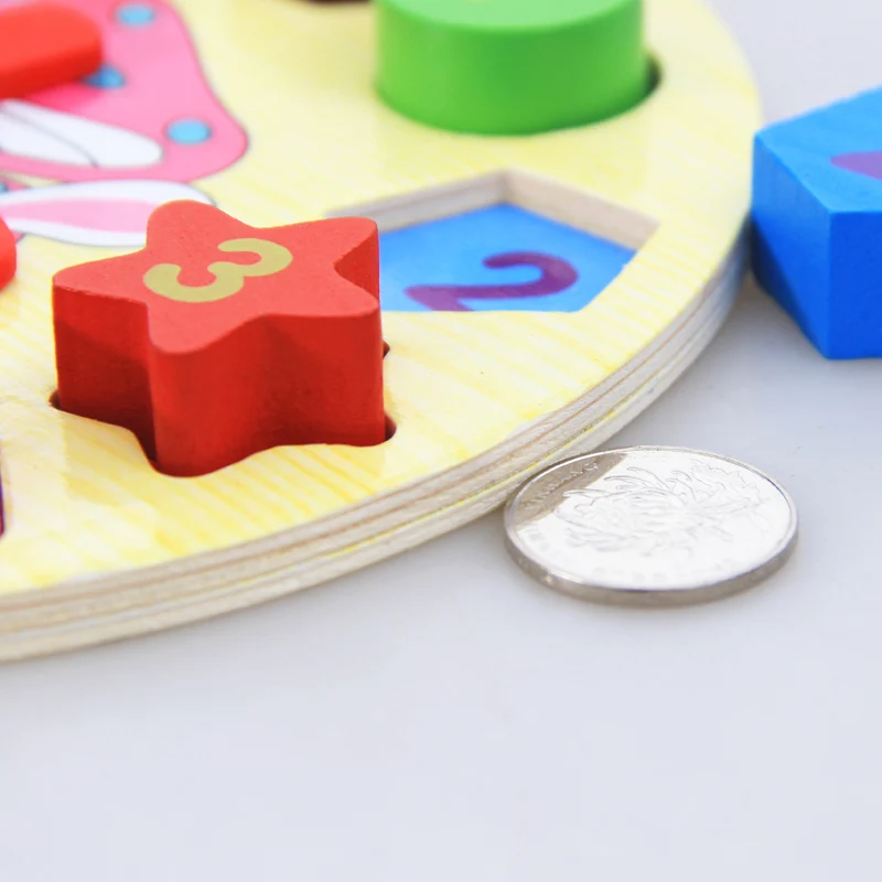 Детские Обучающие деревянные игрушки-головоломки, деревянная цифровая часовая головоломка, геометрические Складные Игрушки
