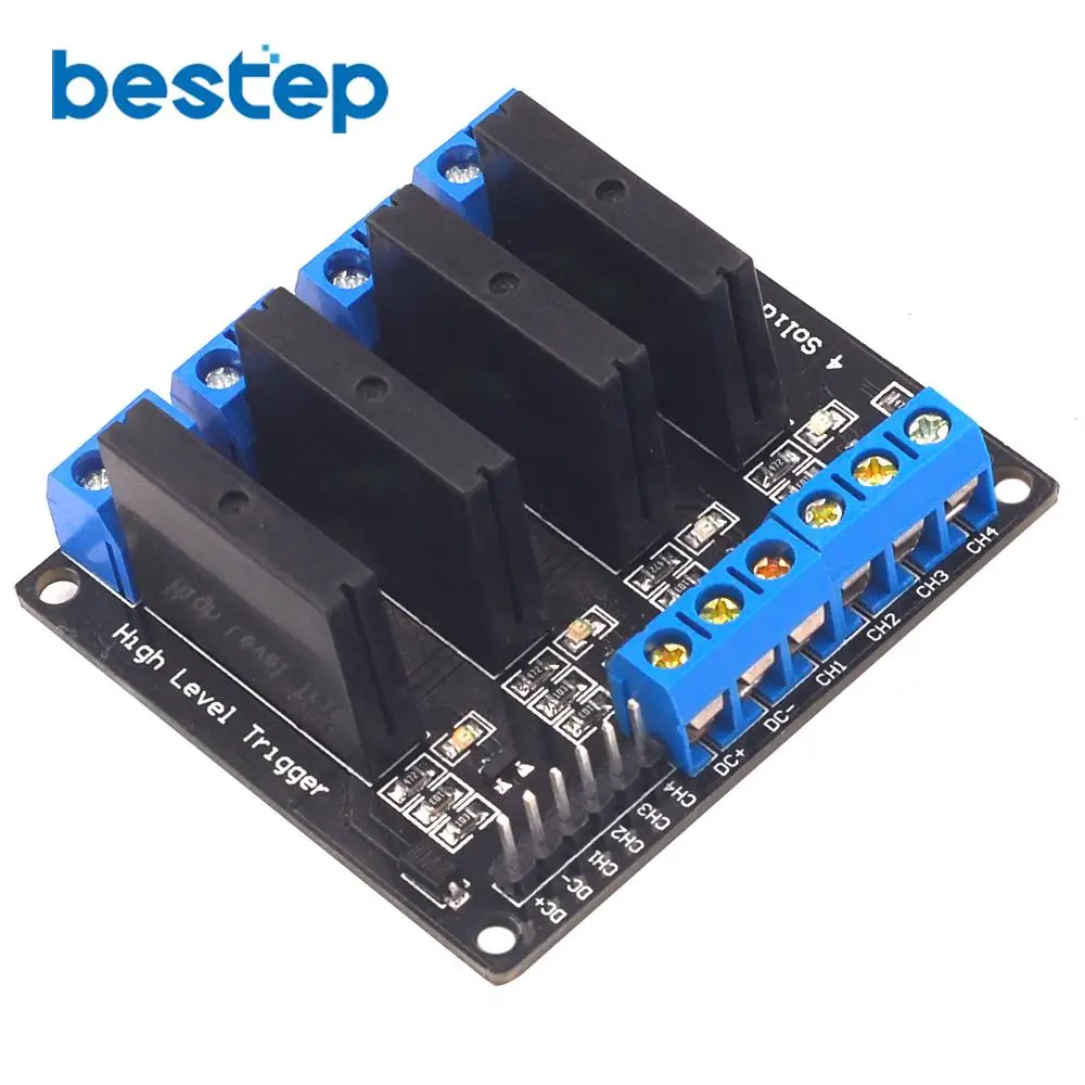 

3-24V 4 Channel Solid State Relay Module High Level Trigger DC-DC 250V 2A Output with Resistive Fuse