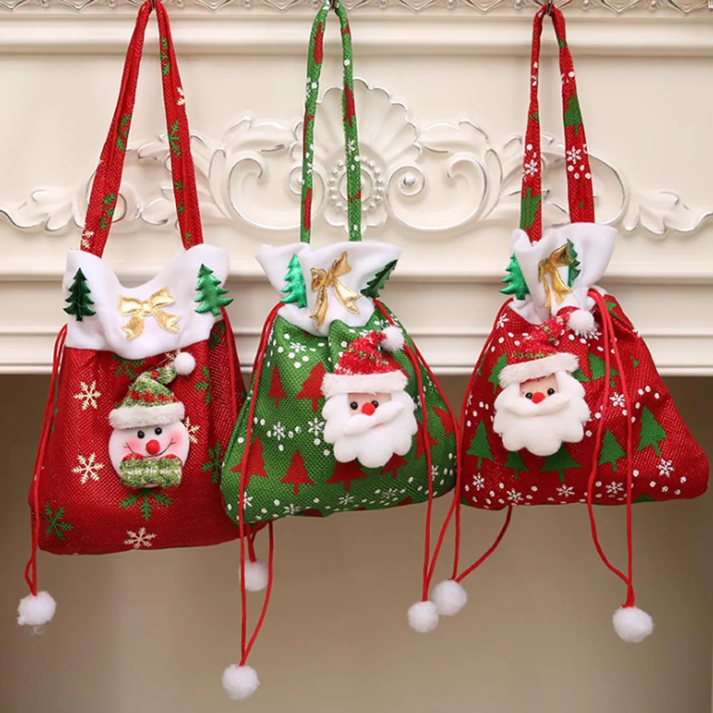 Изысканный Рождественский подарок мешок для конфет рождественские Санта Клаус снеговик подарок елка вечерние Home Decor Новый год большой