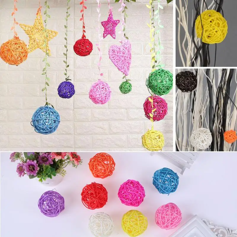 

5pcs DIY Cute Round Rattan Ball Wicker Ornament Wedding Decoration Birthday Party Decoration Photography Photo Props Accessories