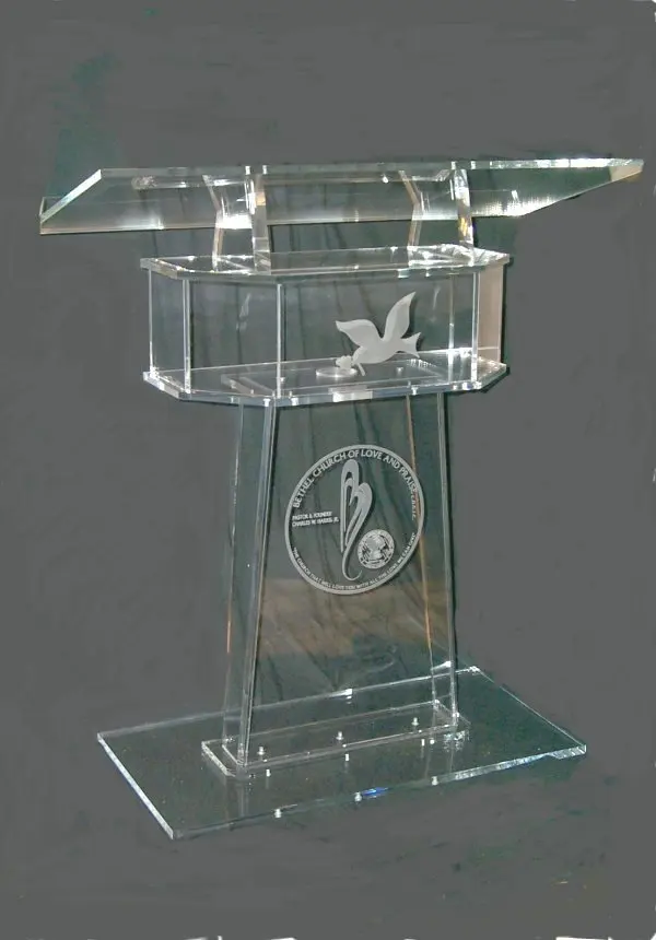 

Free Shipping Hot Sell C Shape Acrylic Plexiglas Acrylic Podium Pulpit Lectern With Shelf