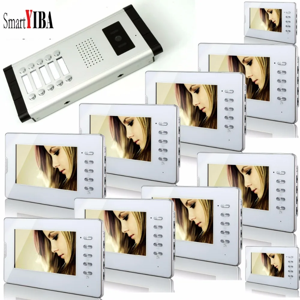 SmartYIBA 7 Inch Wired Video Doorbell Camera Ring Door Bell Two Way Audio 10 Aparment/Family Video Door Phone 10 Monitors SmartYIBA 7 Inch Wired Video Doorbell Camera Ring Door Bell Two Way Audio 10 Aparment/Family Video Door Phone 10 Monitors