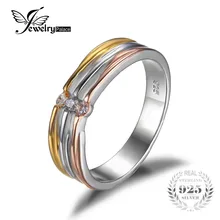 Jewelrypalace cz aniversario de boda anillo de la venda de 3 tonos 925 plata 18 K de Oro Amarillo Plateado 2016 Nueva Joyería Fina Para mujeres