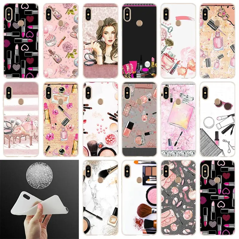 

Phone Case Makeup Lipstick rouge Perfume For Xiaomi Redmi Note 7 6 5 4x redmi 7 6pro 6a s2 5a 4a 4x 5plus y3 Soft Cover Coque