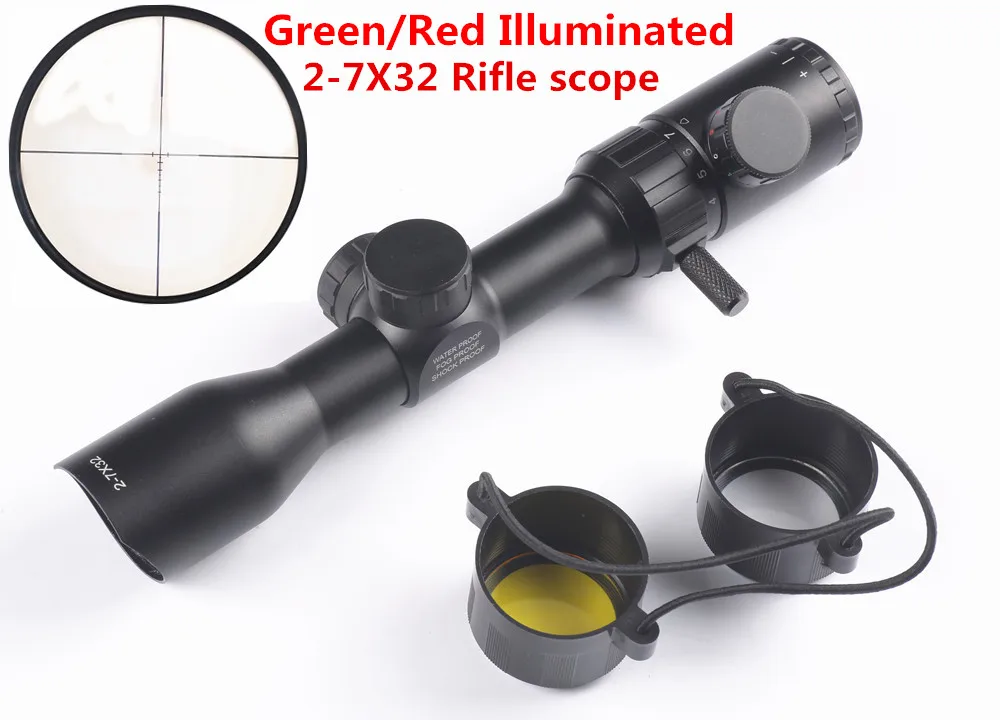 

Hunting Rifle scope 2-7X32 Green Red Illuminated BDC Reticle Air Optical Sight Hunting Scope Riflescope Shooting caza