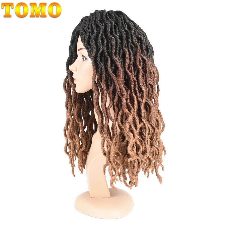 

TOMO 18Inch Ombre Blond Faux Locs Curly Crochet Braids 24Strands Synthetic Curly Hair Braiding Hair Extensions