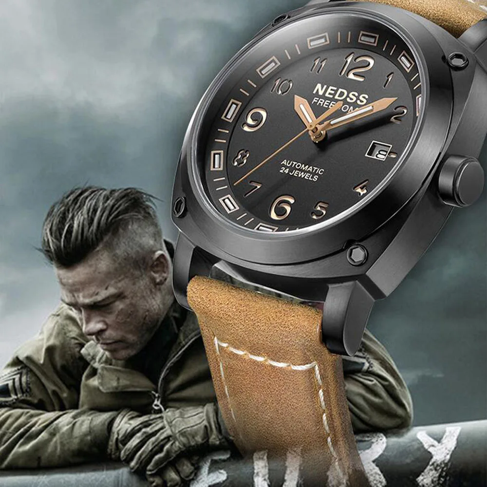 Luxury brand NEDSS tritium watch luminous Men's watch Automatic mechanical watches 50m waterproof calendar military army  clock