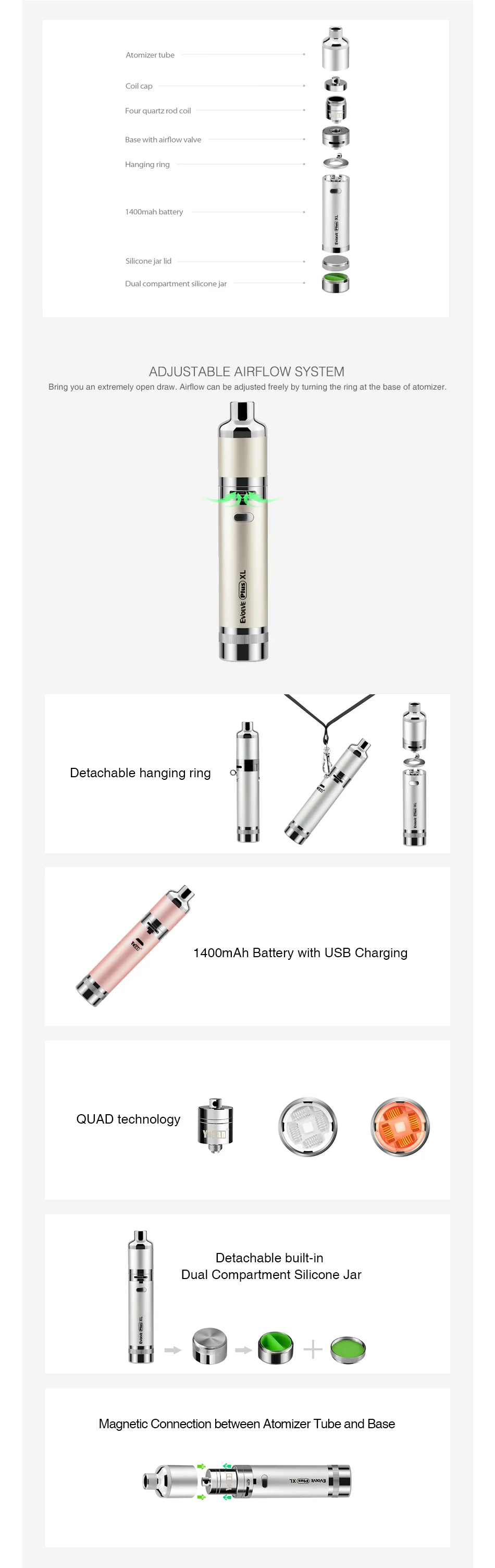 Yocan Evolve Plus XL Wax Vape Pen Kit 1400mAh
