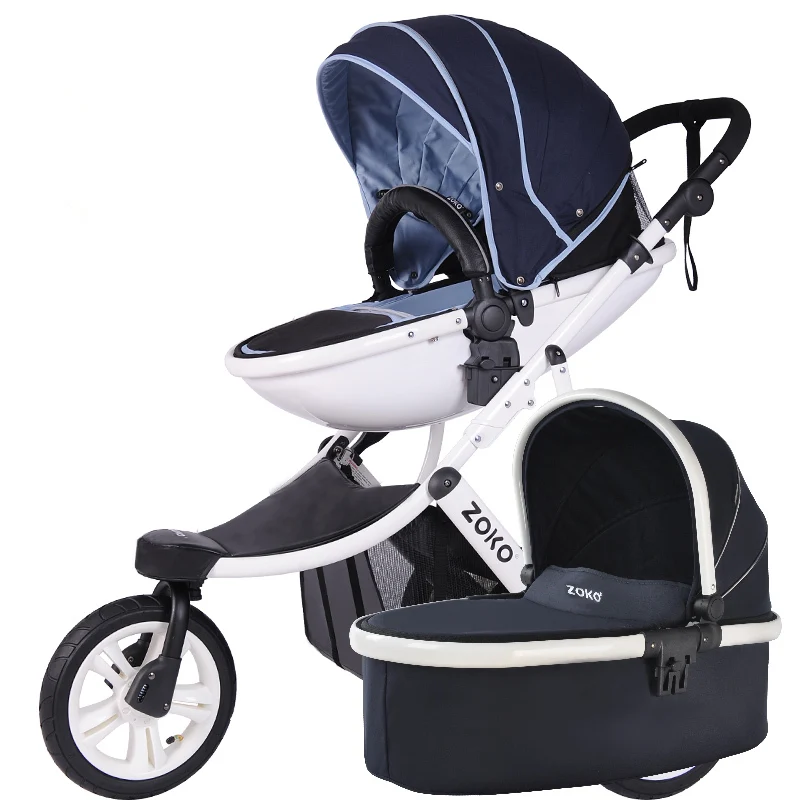 

Fashion High-view 3-wheel Baby Stroller, Bi-direction & Folding Pushchair with Aluminum Alloy Frame, Big Wheels Baby Pram