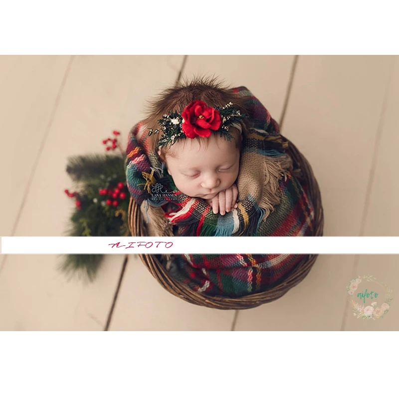 140*140 cm England Lattice Newborn Photography Prop Vintage Neutral Blanke, Photography Basket Soft Laying Filling Bebe Cheese