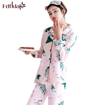 

Fdfklak New 2018 Pyjamas Women Long Sleeve Printing Cotton Pajama Spring Autumn Pijama Set Sleepwear Women's Pajamas Suit