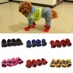 4 шт./компл. домашние питомцы, собаки, зимняя обувь непромокаемые Зимние ботиночки, носки резиновые противоскользящие туфли для маленьких