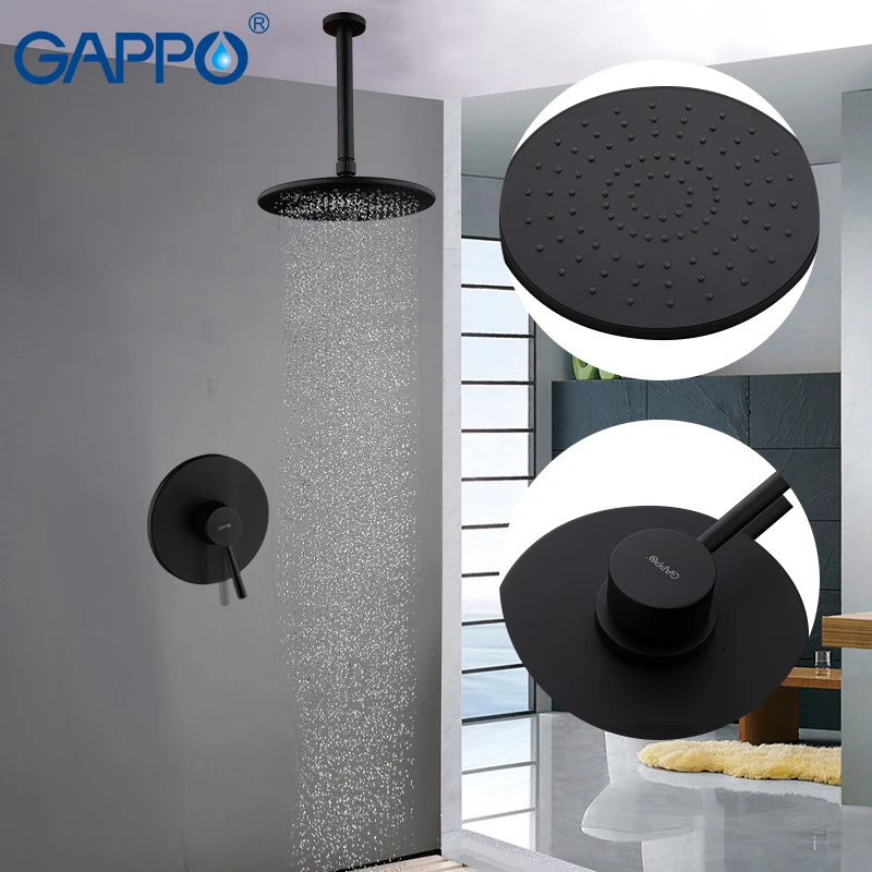 Смеситель для душа GAPPO Y23503 черный настенный смеситель с дождевой насадкой |