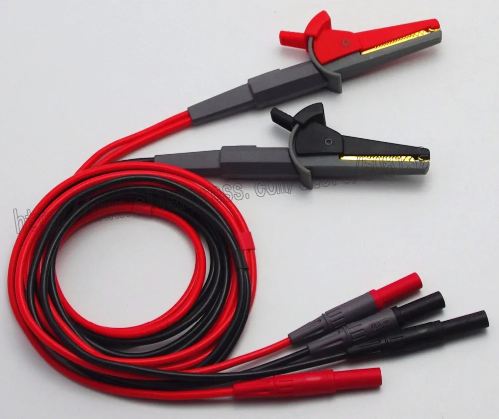 Lcr Meter Tester 4 Wire Test Leads Lead Terminal Kelvin Clip Alligator With Banana Plug For