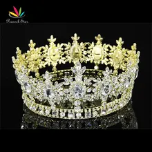 Павлин звезда для мужчин пышный король корона аксессуары для выпускного Золото Цвет Полный Круг Круглый тиара CT1791