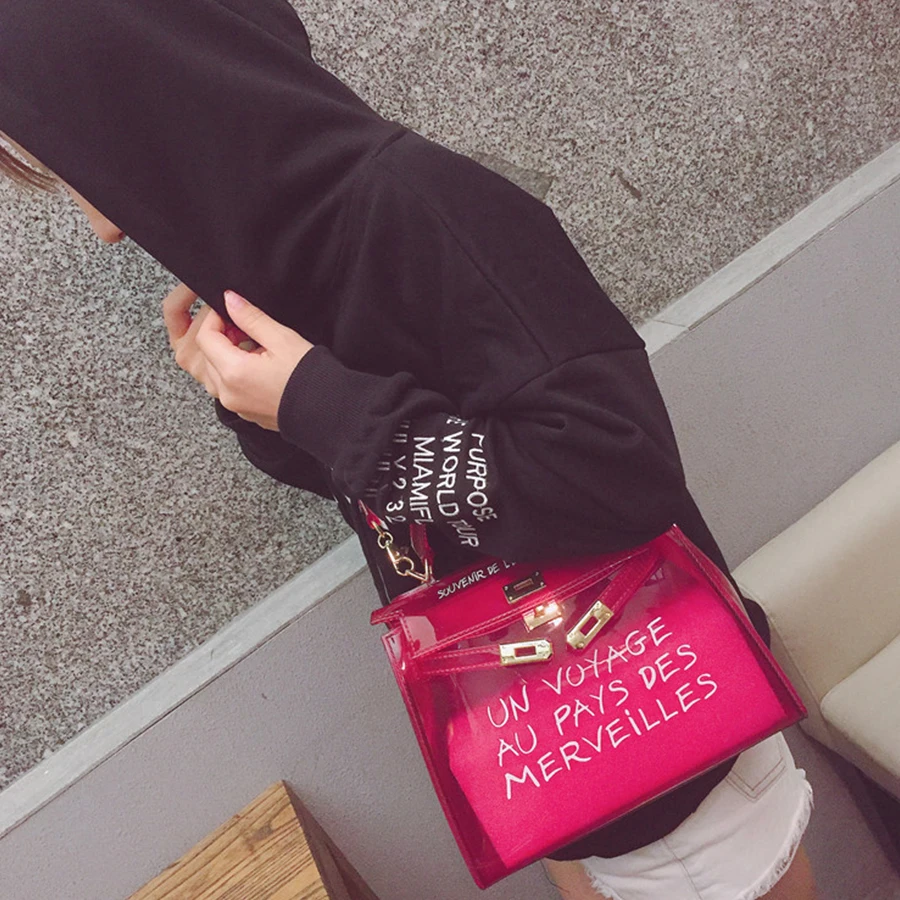 أزياء شفافة PVC Crossbody حقيبة المرأة كاندي اللون حقيبة يد فاخرة الحلوى اللون المرأة أكياس هلام كيس فام الرئيسي CrossbodyBag