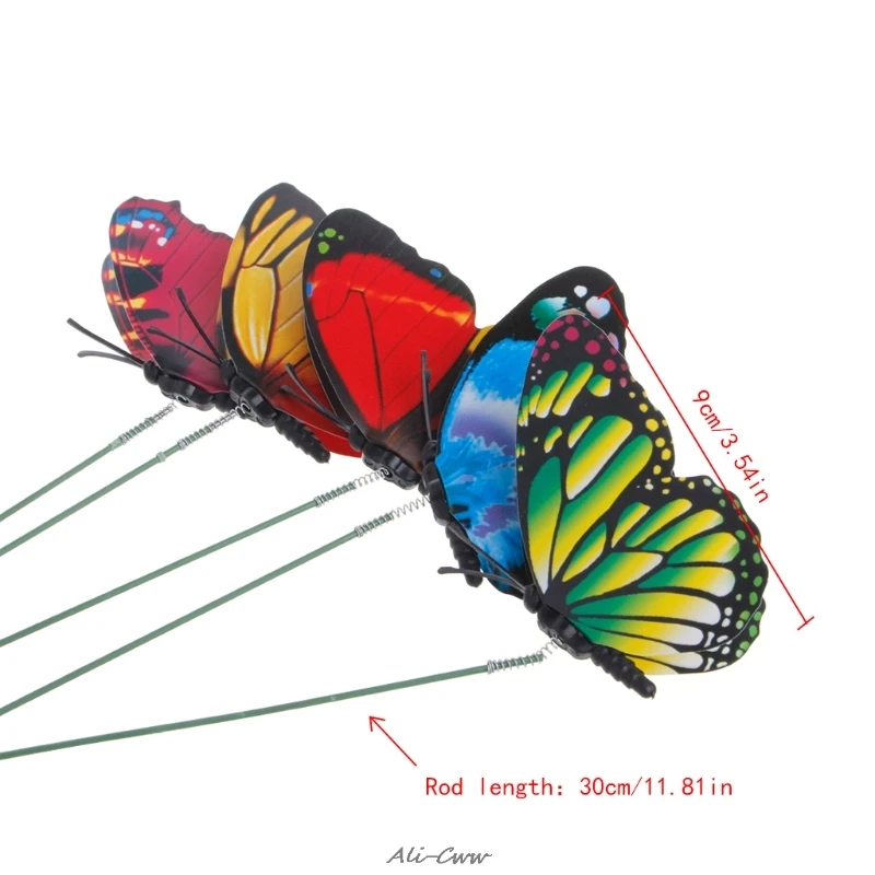 

New Colorful Fairy Butterfly On Stick Ornament Home Garden Vase Lawn Art Craft Decor