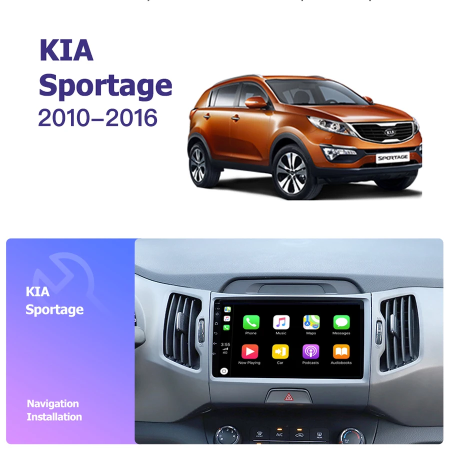Flash Deal 9" Android 8.1 built-in carplay  Eight-Core 2G+32G car player for KIA Sportage R 2010-2016 GPS navigation Head Unit Radio audio 0
