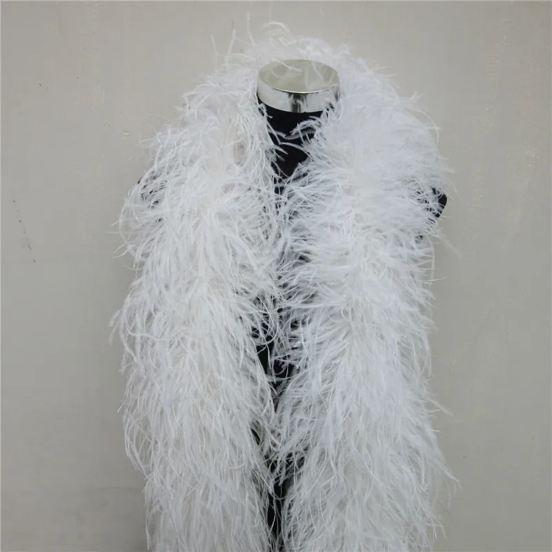 2 метра 6 слой сапфир натуральные перья страуса боа качество пушистые костюмы/отделка для вечерние/костюм/шаль/доступны - Цвет: white