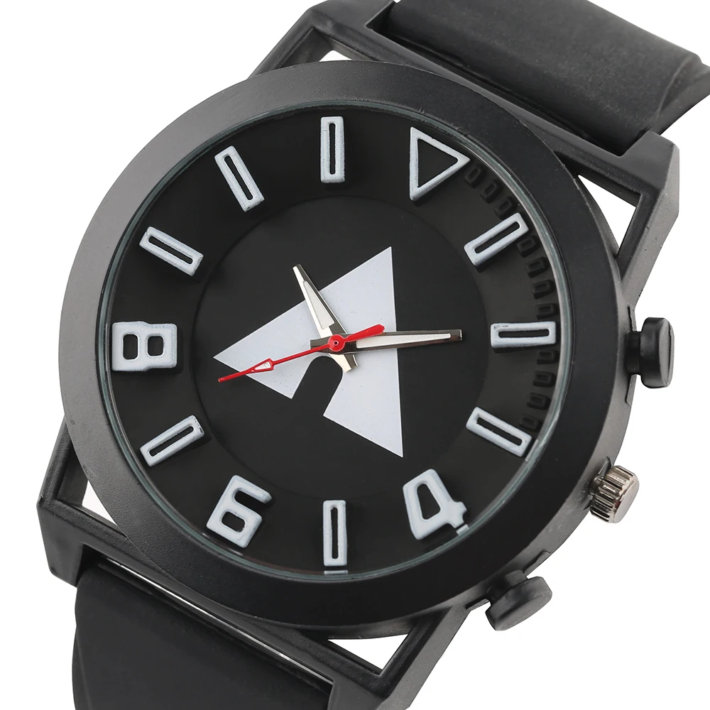 

New Fashion Triangle Pattern Analog Clock Male 3D Round Dial Aviator Watches Casual Sport Silicone Band Quartz Men's Wrist Watch