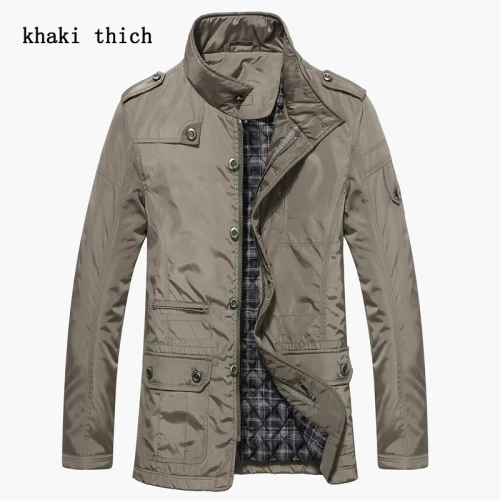 Зимняя мужская куртка, горячая Распродажа, мужская куртка, большой 5XL Повседневный Тренч, зимнее пальто, осенняя Толстая хлопковая утепленная верхняя одежда - Цвет: Khaki Thick