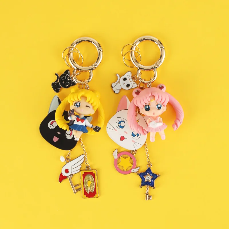 

Cute Janpanese Anime Sailor Moon Keychain Luna Cat Figure Metal Key Chain for Bag Charms Car Keyring Gift Women Jewelry