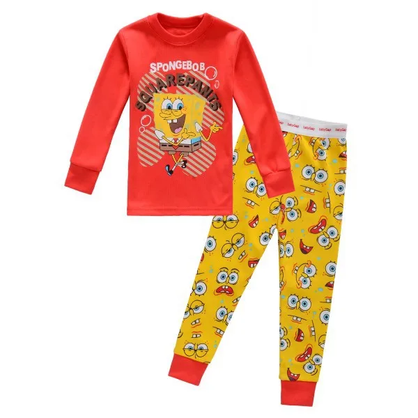 new arrival spongebob kid pajamas set fashion winter girl pajamas