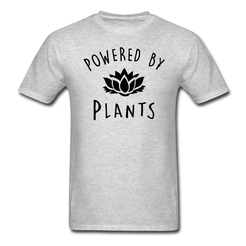 Новинка, модная футболка для веганов, футболка с принтом «power By Plants Lotus», летняя одежда, Забавные футболки, camiseta, топы для мужчин и женщин - Цвет: men grey