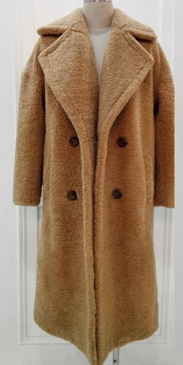 Женское модное повседневное пальто из овечьей шерсти, длинное Свободное пальто в стиле кокон - Цвет: 110cm length