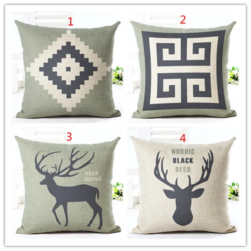 

2016 New Arrival sike deer Cotton Linen Cushions Minions Print Home Decorative Bed Throw Pillows Almofadas