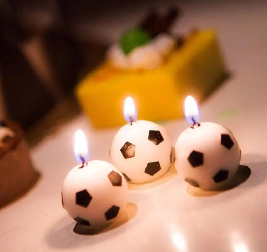 

FANLUS 3pcs Art Candle Cake Topper Soccer Ball Shape Decor Party Supplies For Birthday