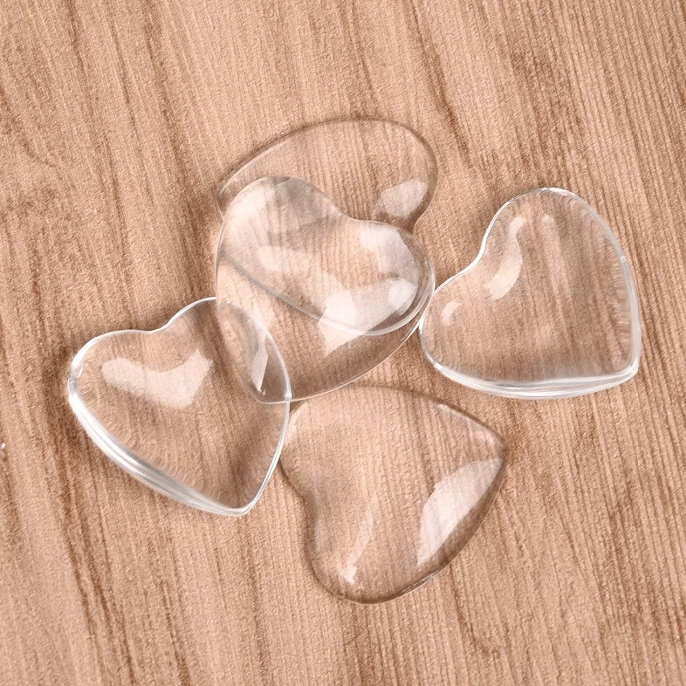 25mm Transparent Glass Cabochons Clear Heart & Flat Back Thickness 5 (4)