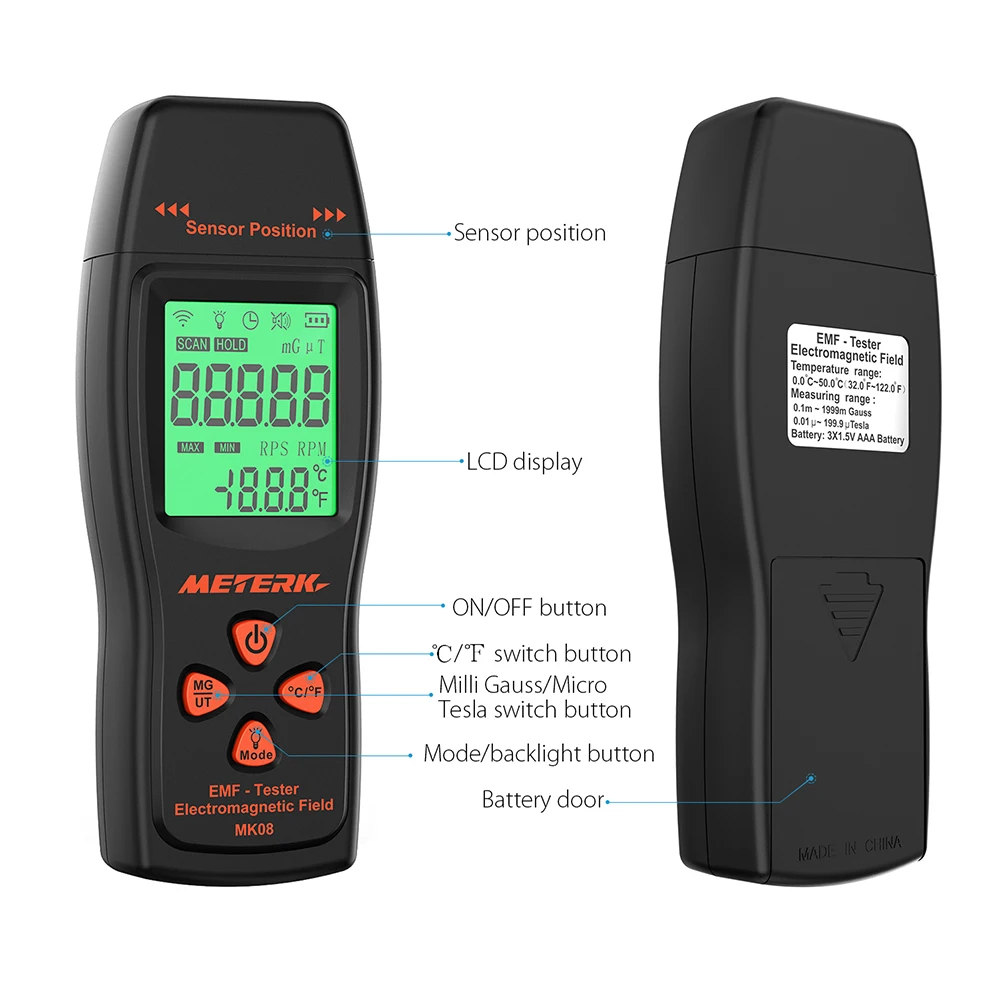 EMF Meter Handheld Mini Digital radiation dosimeter LCD EMF Detector Electromagnetic Field Radiation Tester Dosimeter Tester