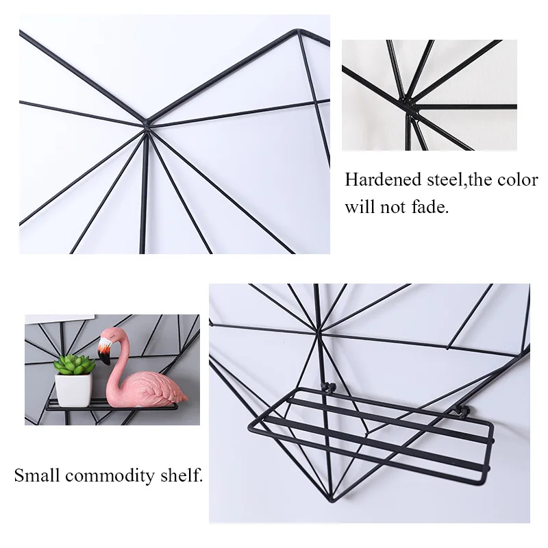 Mrosaa 51x50 см в скандинавском стиле, подвесная полка в виде сердца, украшение, металлическая сетка, Настенная рамка для открыток, стойка для хранения, держатели