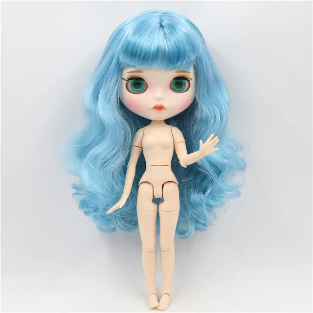 Ледяная фабрика blyth кукла 1/6 bjd белая кожа соединение тела синие волосы, новая матовая лицо резные губы 30 см BL6227 - Цвет: doll
