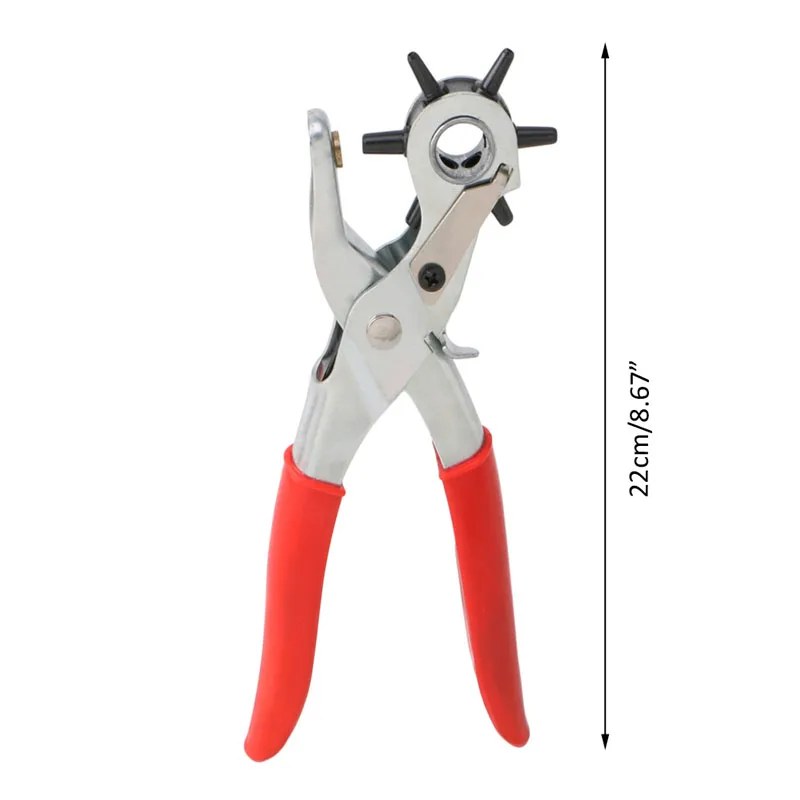 Revolving Hole Punch Set Adjustable Leather Punch Plier with Scale/Belt 