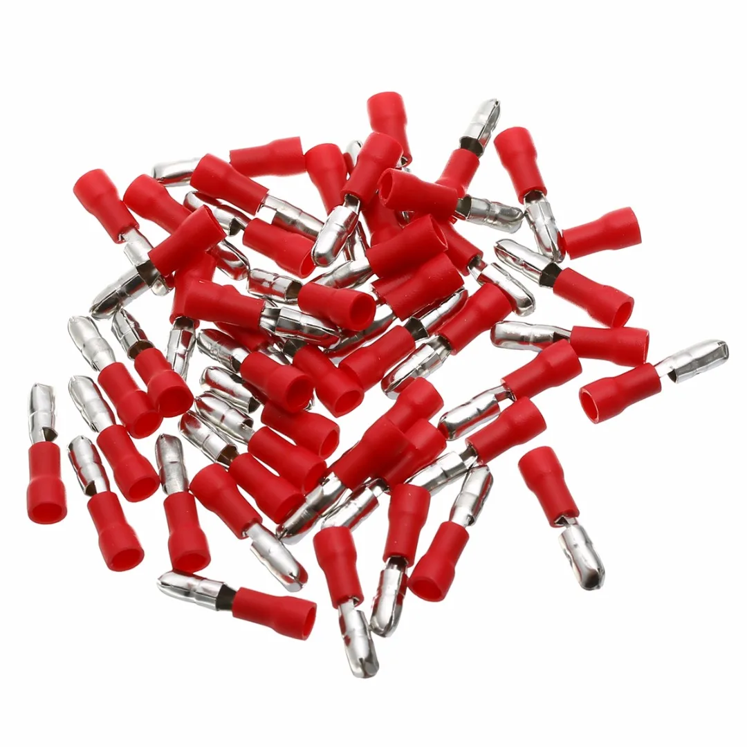 Red 22 16 AWG Insulated 50pcs Female+50pcs Male Bullet Connector Crimp