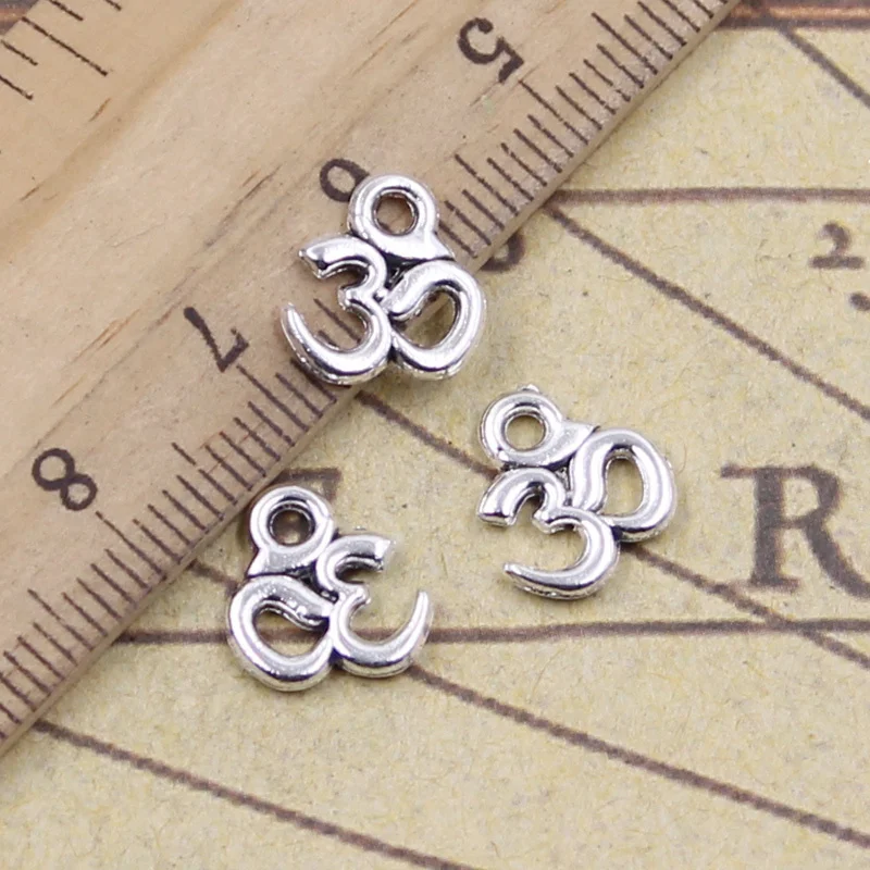 

50pcs/lot Charms yoga om 10x10mm Tibetan Silver Pendants Antique Jewelry Making DIY Handmade Craft for Bracelet Necklace