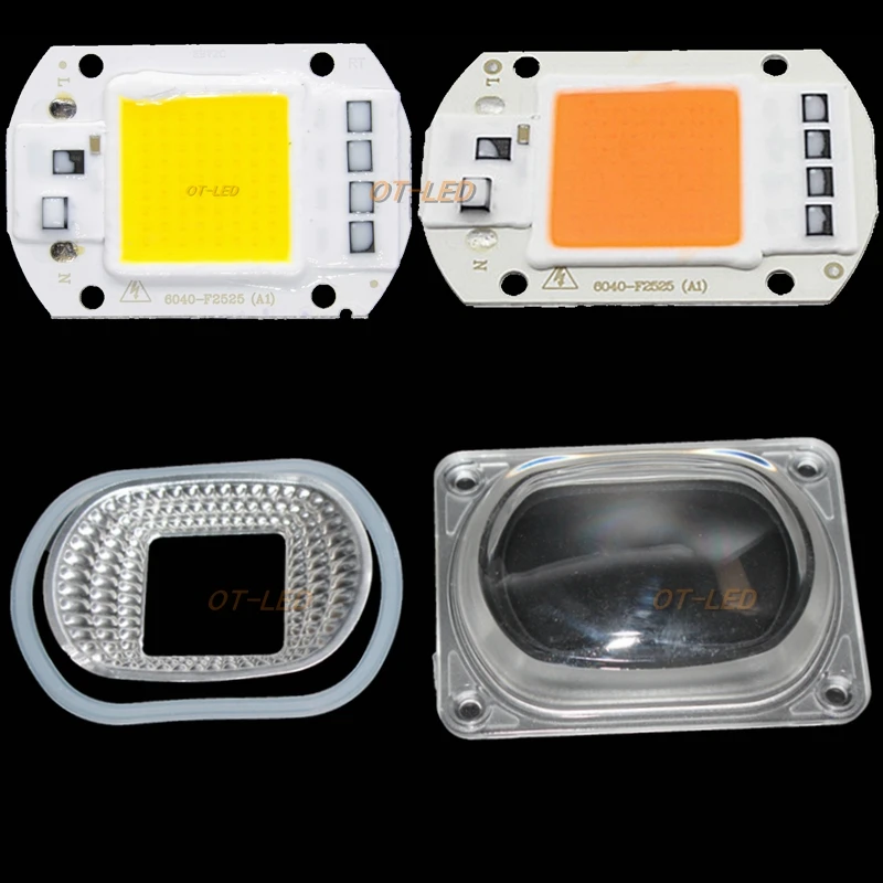10 комплектов LED COB чип для выращивания растений + Отражатель объектива 50 Вт 30 20 220 в