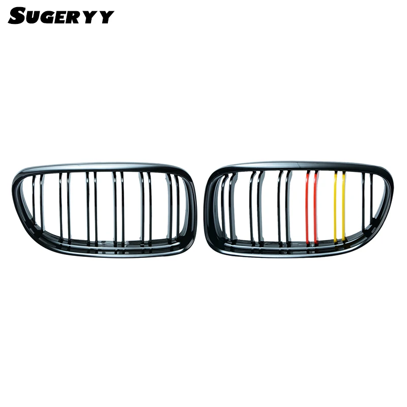

SUGERYY 1 Pair For BMW 3 Series E90 E91 2009-2011 Gloss Black M Color Front Kidney Double Slat Line Car Grill Grille Bumper