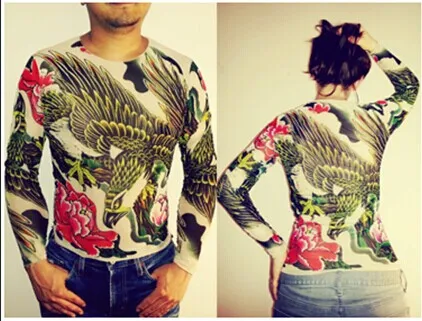 Unisexe Punk aigle Animal tatouage chemise maille manches longues pour hommes femmes livraison gratuite 2018 nouvelle mode été