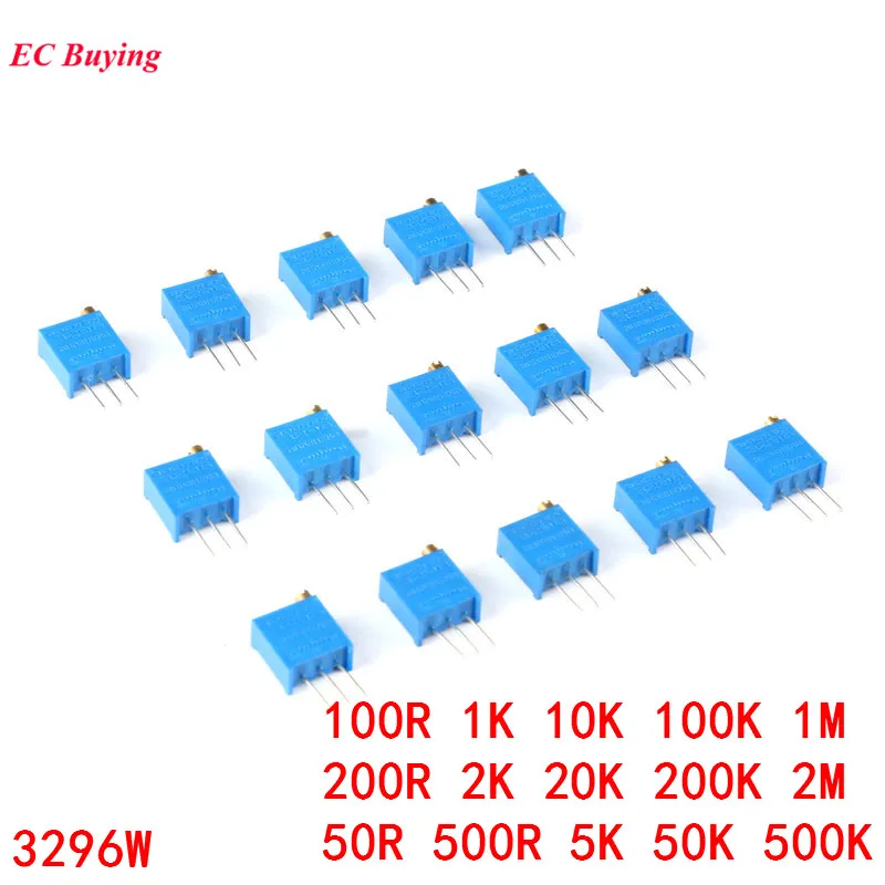 100 шт. 3296 Вт 3296 1 К 2 К 5 К 10 К 20 К 50 К 100 К 200 К 500 К 1м 2м 50R 100R 200R 500R 103 104 105 503 Подстроечный резистор Триммер Потенциометр