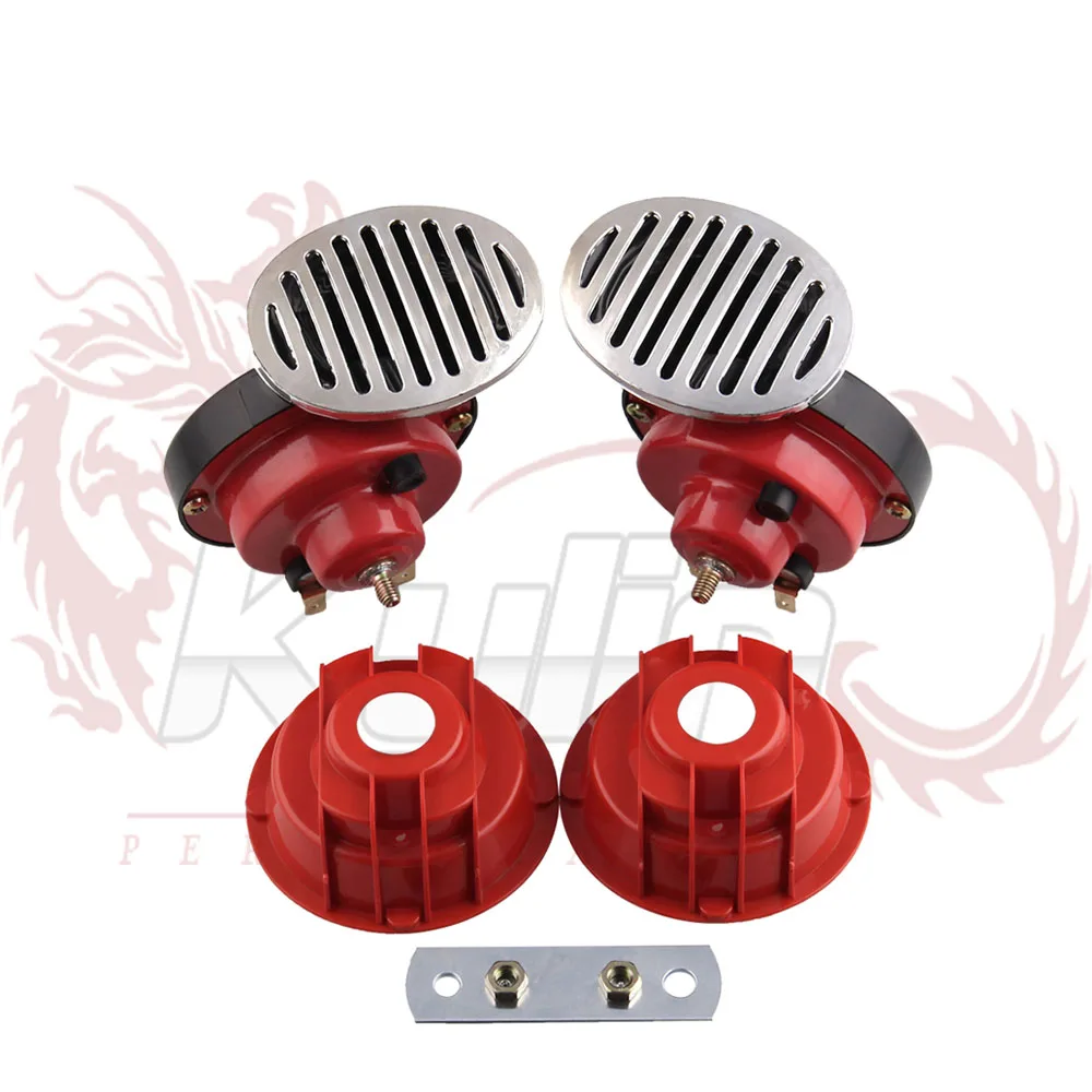 2x12V Red Snail Air Horn With cover Vehicle Marine Boat Loud Alarm Kit