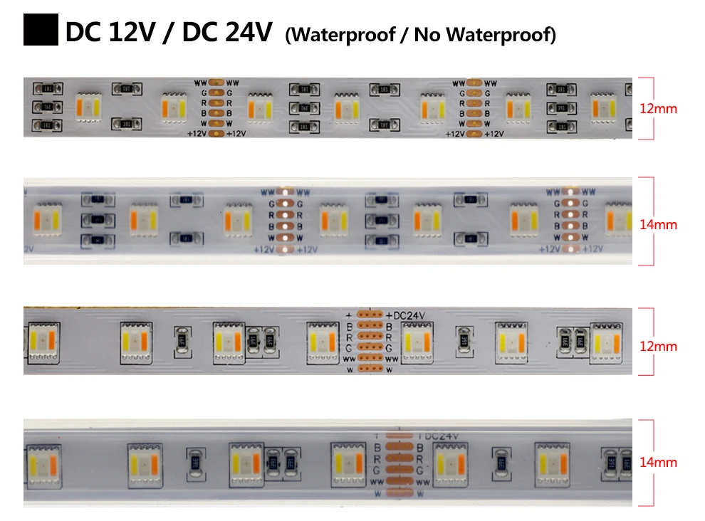 Цветная(RGB+ CCT Светодиодные ленты света 5050 60 Светодиодный s/M DC12V 5 в 1 чипы CW+ RGB+ WW гибкие светодиодные полосы, 5050 Водонепроницаемый/без Водонепроницаемый