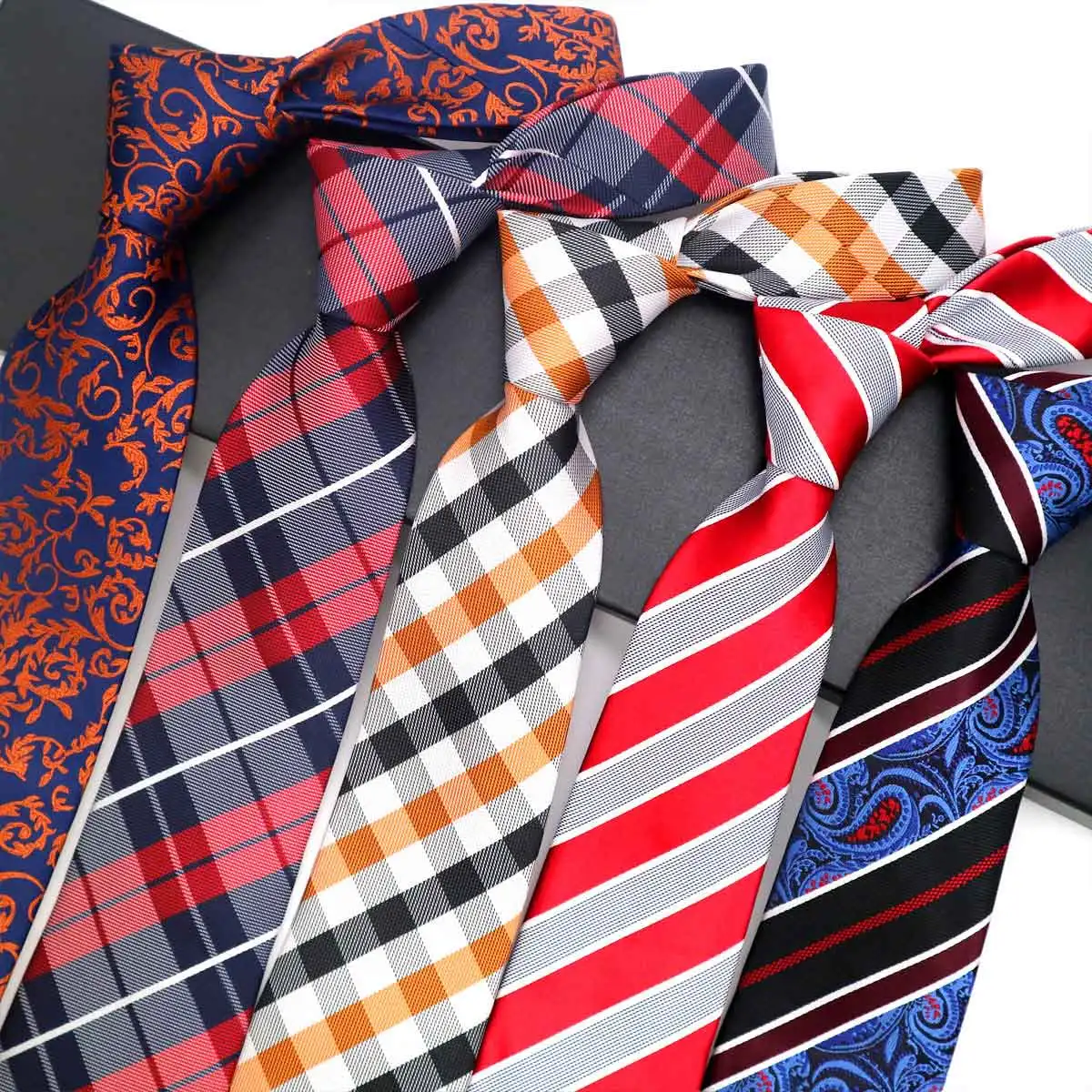Лот(набор 5 шт.) шелковые галстуки для мужчин различные Пейсли полосы горошек Цветочные жаккардовые тканые галстуки для свадьбы бизнес