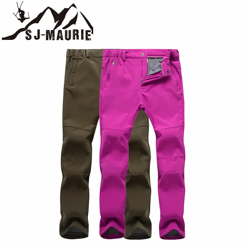 Invierno al aire libre espesar Fleece cálido Softshell caminar pantalones Windprooof Trekking pesca Camping esquí para hombres Mujer