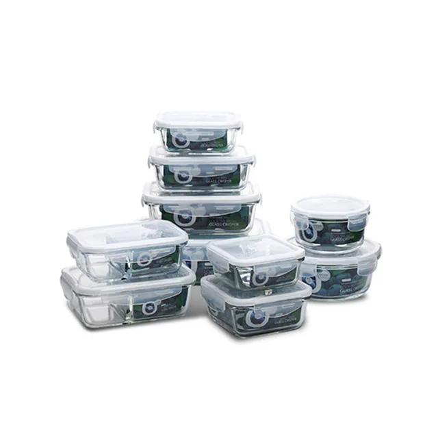 Best Price Glass Meal Prep Food Storage Lunch Box with BPA Free Airtight Snap Locking Lids Prep Freeze Reheat Oven Safe Containers Crisper