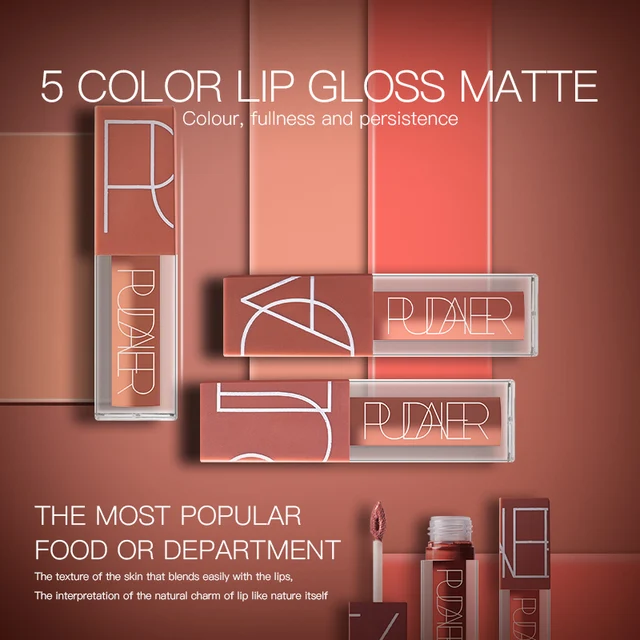 Pudaier 5 Colors/box Matte Nude Lip Gloss Kit Lips Make up Cosmetics Matt Liquid Lipstick Set Makeup Mate Batom Lipgloss Pen 2