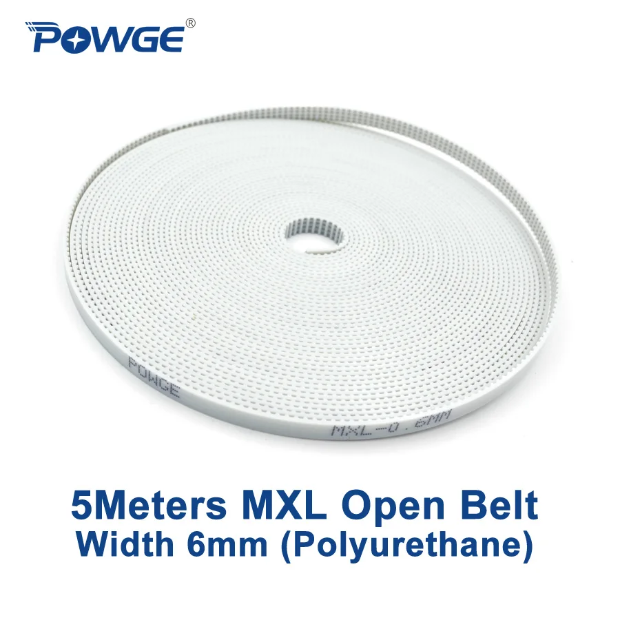 

POWGE 5Meters MXL open Synchronous belt MXL-6 Width 6mm Pitch 2.032mm MXL timing belt polyurethane with steel core PU MXL Belt