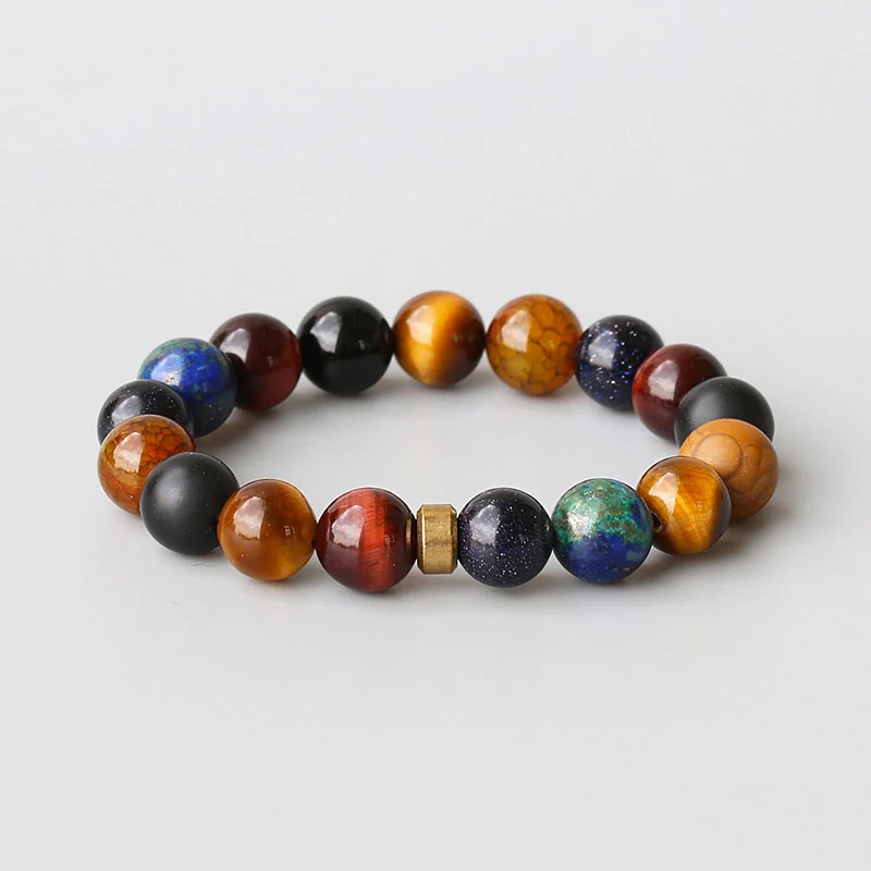 

THE PLANET Solar System Guardian Star Universe Natrual Stone Stretch Bracelet For Men and Women Handmade